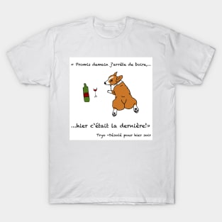 Drunk dog promised tomorrow I stop drinking, yesterday was the last - Tryo T-Shirt